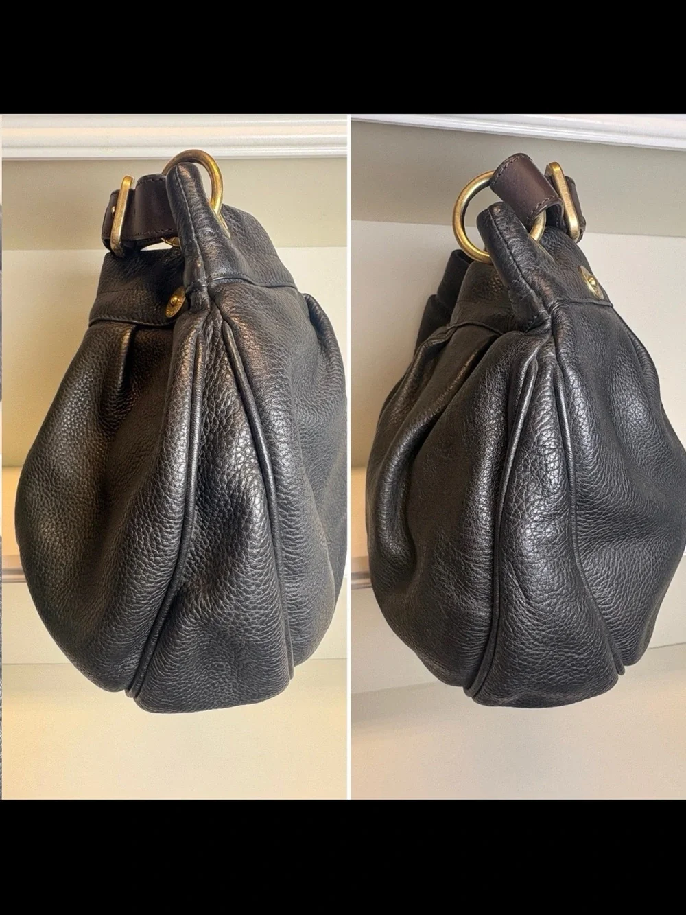 Mulberry Dark Brown Pebbled Leather Hobo with Brass Plaque